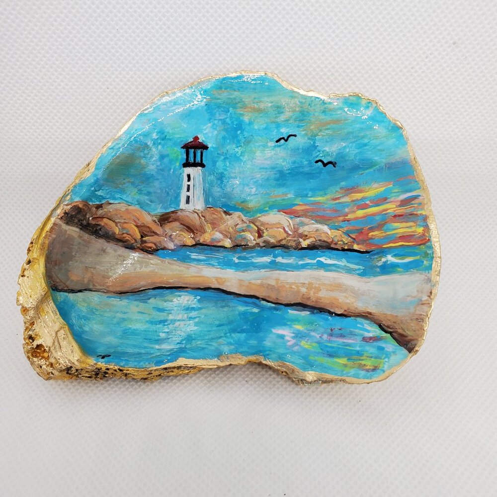 Shell Hand Painted Lighthouse